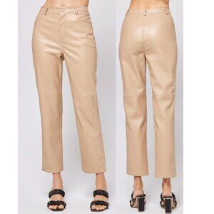 NWT $165 L*SPACE QUINCEY FAUX LEATHER CROP ANKLE PANTS IN LATTE